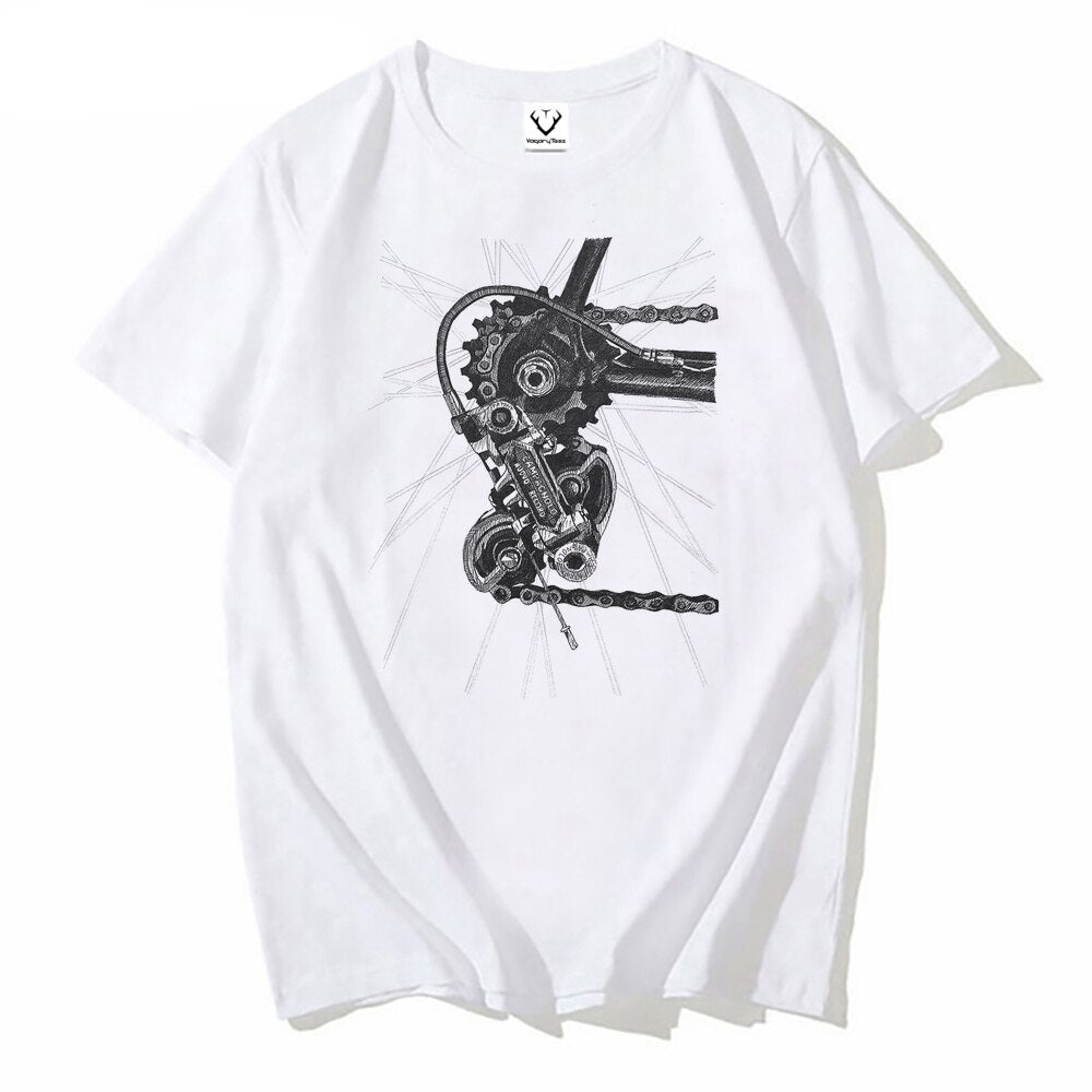 Fashion Summer Men Cycling Sport Bikes Gift Classic T-Shirt Vintage Bicycles print male Novelty Hip Hop Boy White Casual Tees