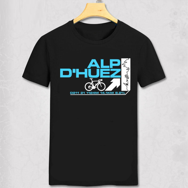 Alpe d Huez in France Cycling T Shirt Men Ride Bicycle Top Tee Bike Outerwear Fashion Men Women Cotton Summer TShirt Streetwear