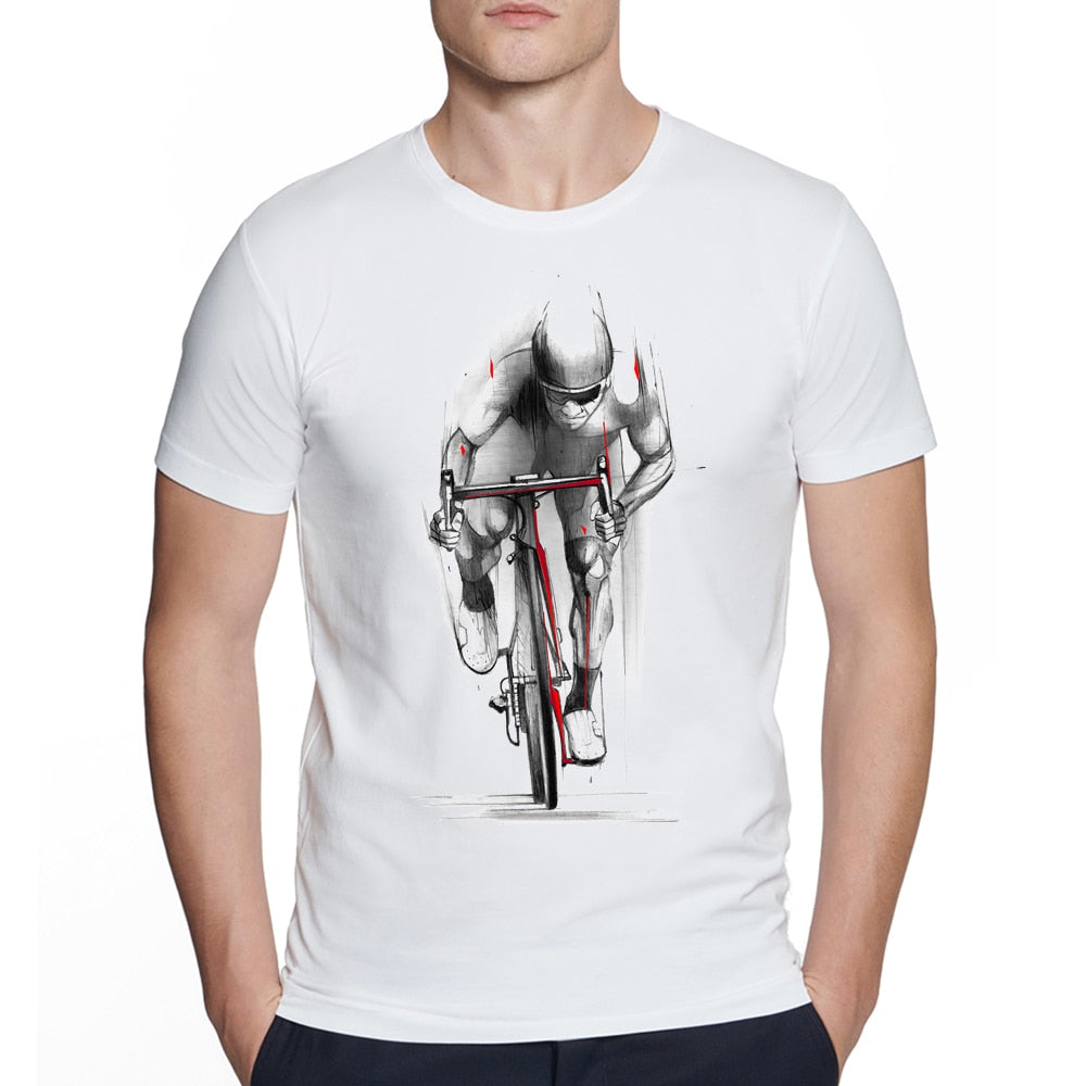 Fashion Summer Men Cycling Sport Bikes Gift Classic T-Shirt Vintage Bicycles print male Novelty Hip Hop Boy White Casual Tees