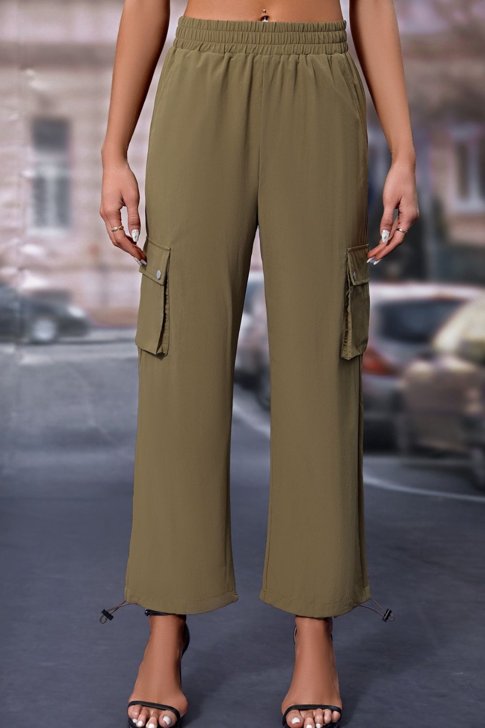 Elastic Waist Pants with Pockets