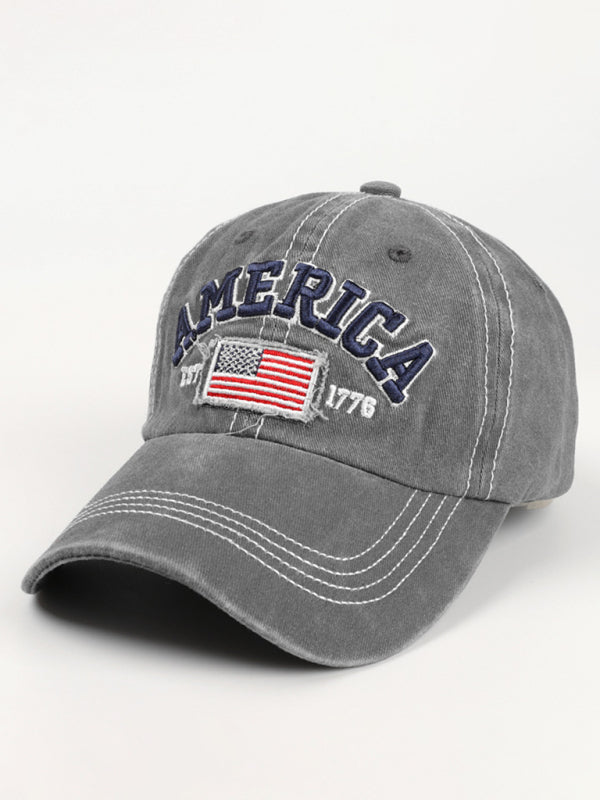 New denim embroidered old baseball cap American flag letter embroidered peaked cap