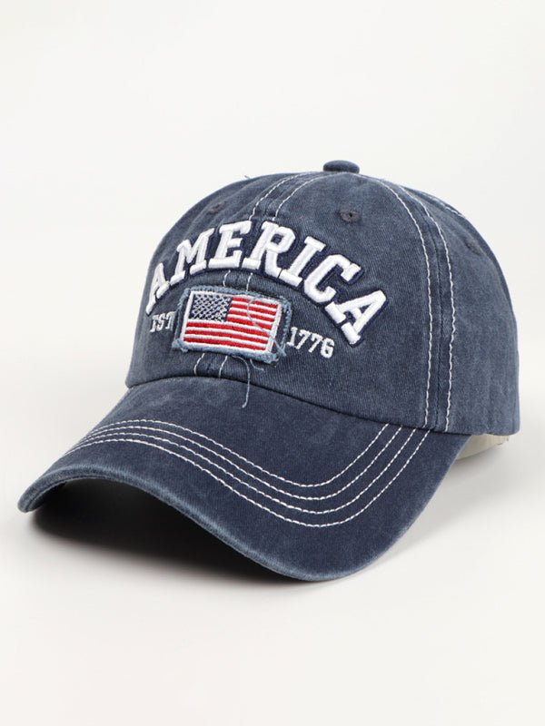 New denim embroidered old baseball cap American flag letter embroidered peaked cap