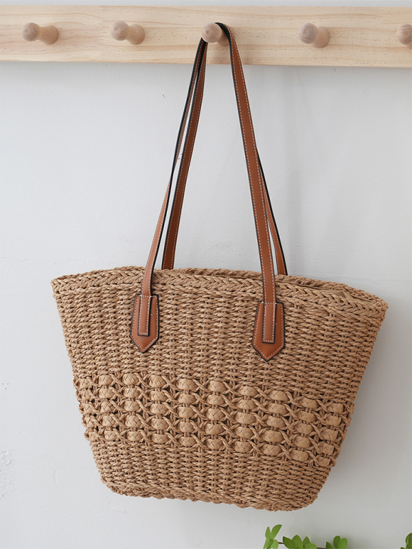 New single shoulder straw bag casual fashion beach vacation large capacity handbag tote bag