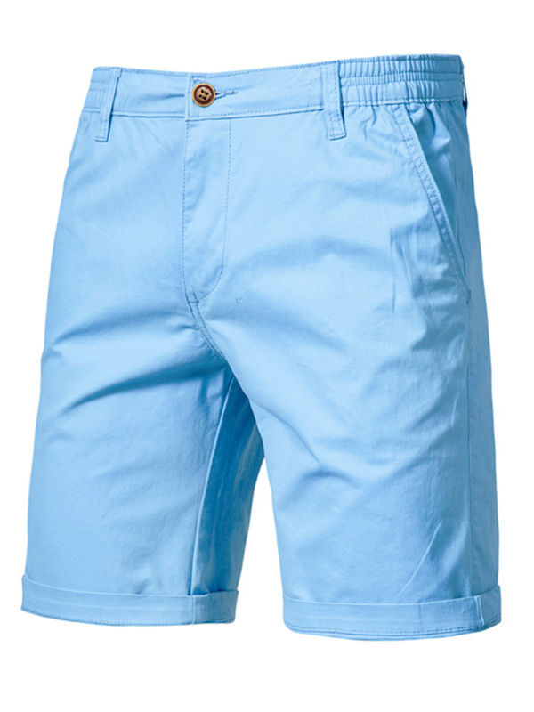 New cotton casual shorts men's straight slim fit shorts large size solid color men's clothing