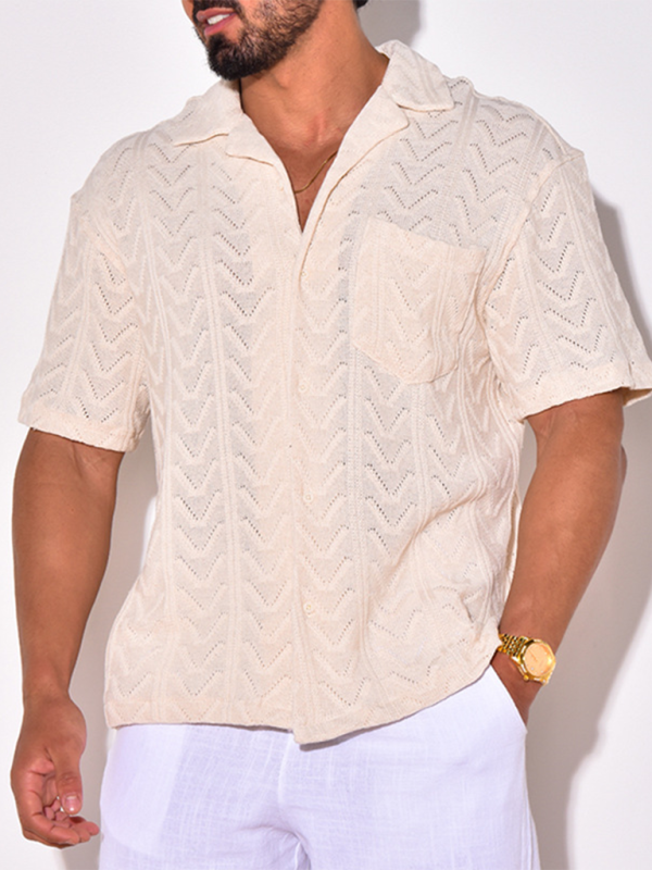 Men's knitted short-sleeved loose T-shirt street casual tops