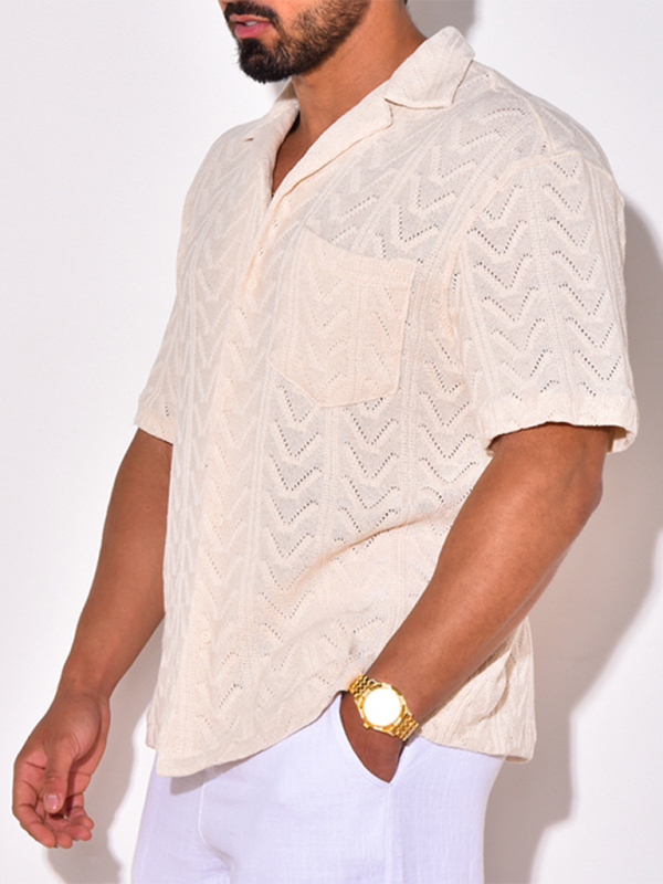 Men's knitted short-sleeved loose T-shirt street casual tops