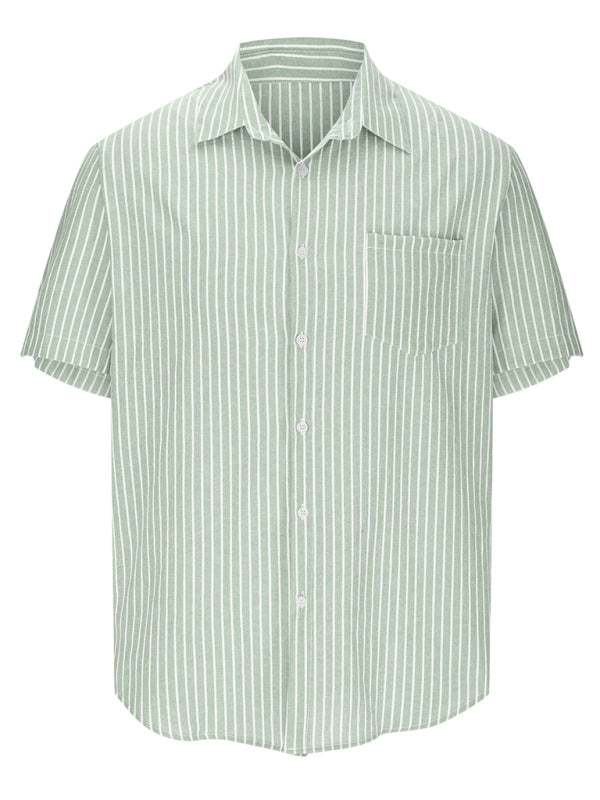 New Striped Cardigan Short Sleeve Fashion Urban Lapel Shirt