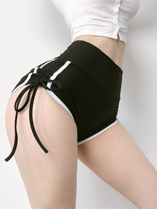 Lace-up hip-lifting hot pants worn outside fitness running yoga sports peach shorts