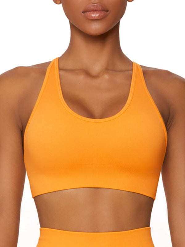 New seamless solid color knitted high elastic sports vest