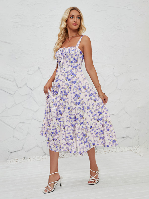 Women's Fashionable Floral Pastoral Long Dress