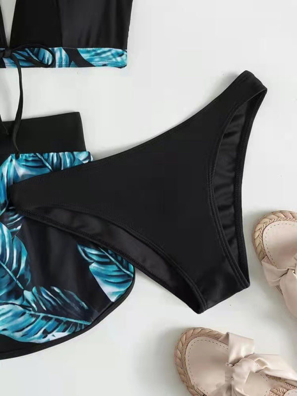 New fashionable multi-color printed sexy bikini three-piece set