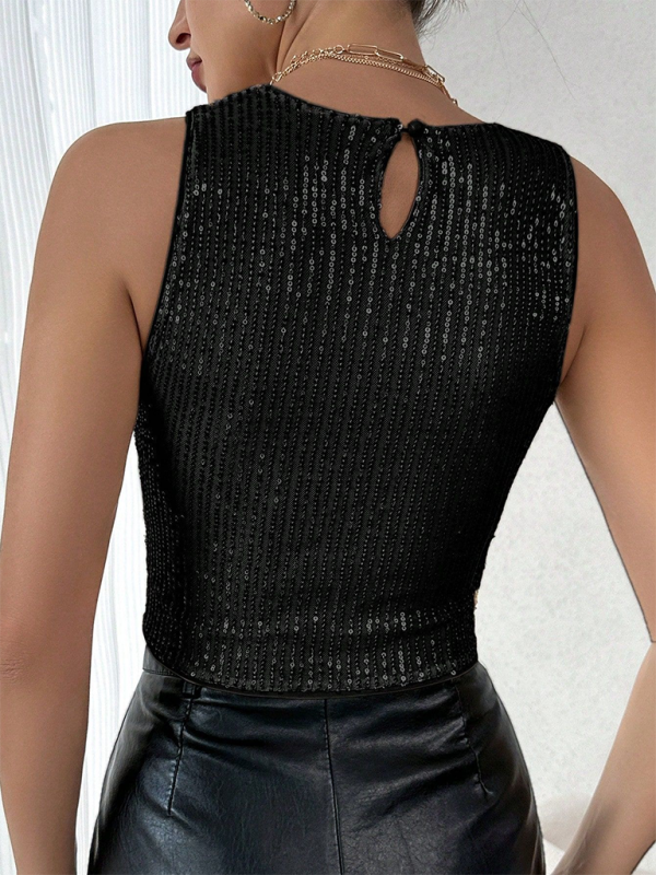 New sequined solid color casual vest