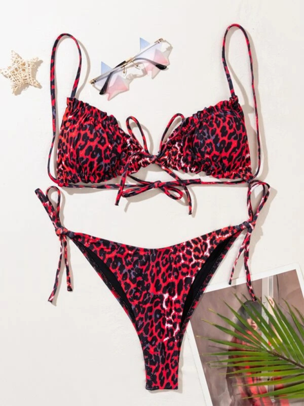 Women's Bikini Ruffled Leopard Print Sexy Tankini Swimsuit