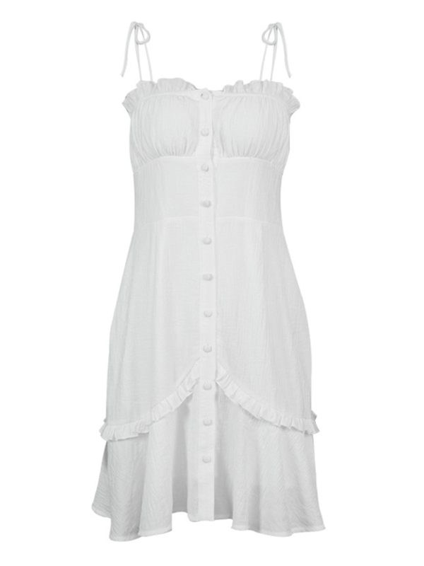 New sexy white ruffled suspender dress