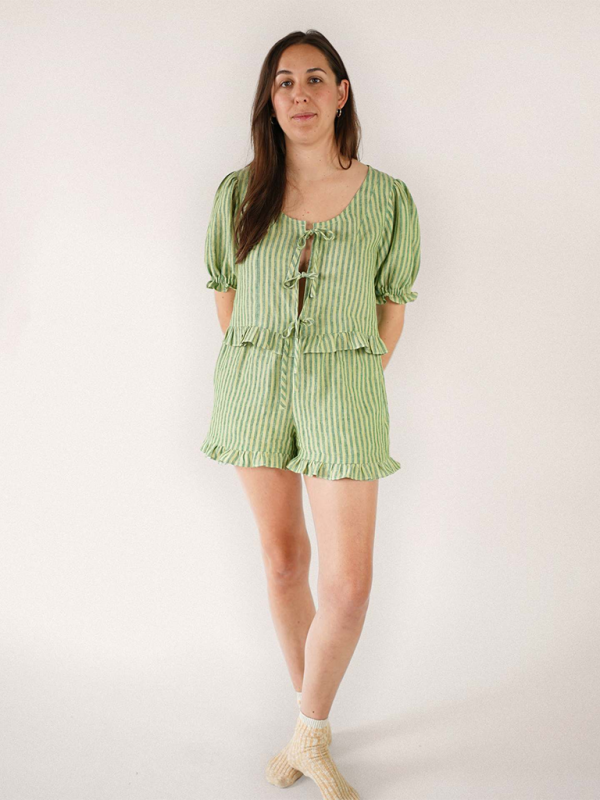 New ruffled lace-up loose casual suit