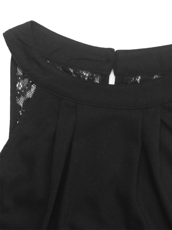 New Casual Black Sleeveless Halter Dress