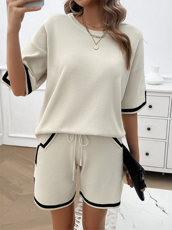 Women's round neck casual sweater two-piece set