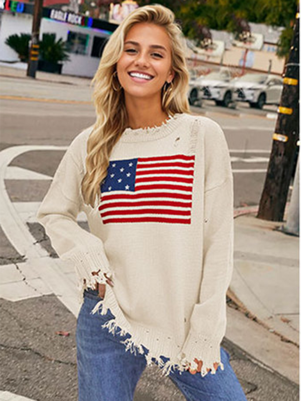 New Round Neck Flag Independence Day Fashion Sweater