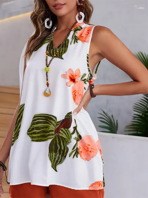 Women's Printed Casual Vacation Top and Shorts Set