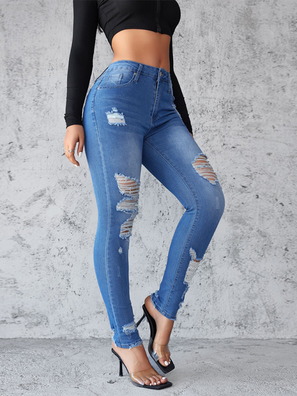 New style ripped jeans slim fit hip lift skinny trousers