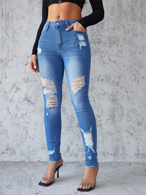 New style ripped jeans slim fit hip lift skinny trousers
