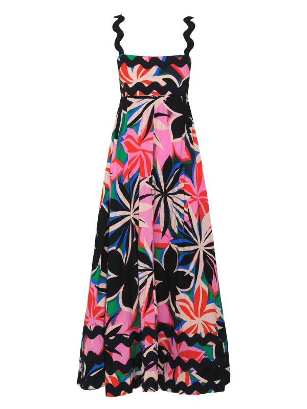 New style small floral wave sling a-line dress