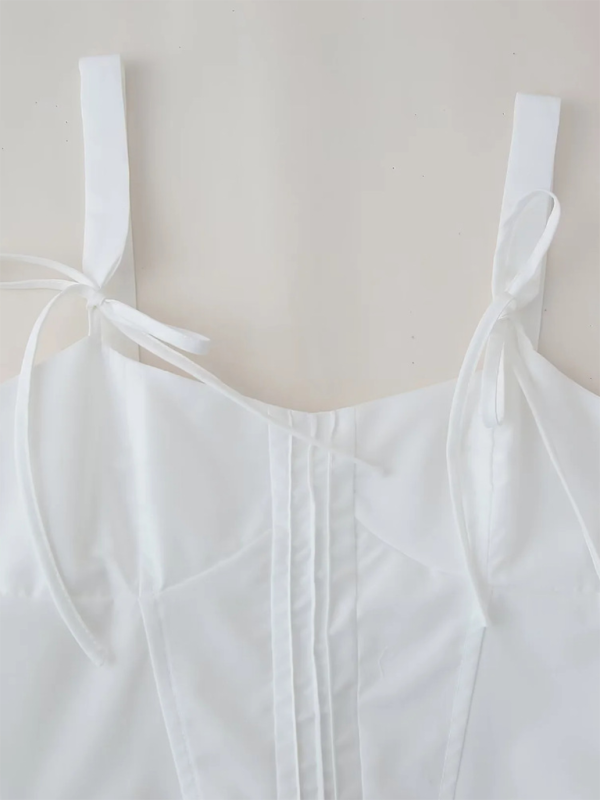 New White Bow Slim Fit Camisole Top
