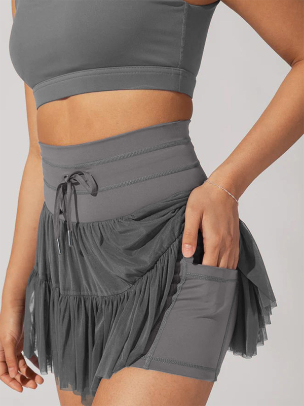 Anti-exposure safety pants with pockets skirt pleated skirt
