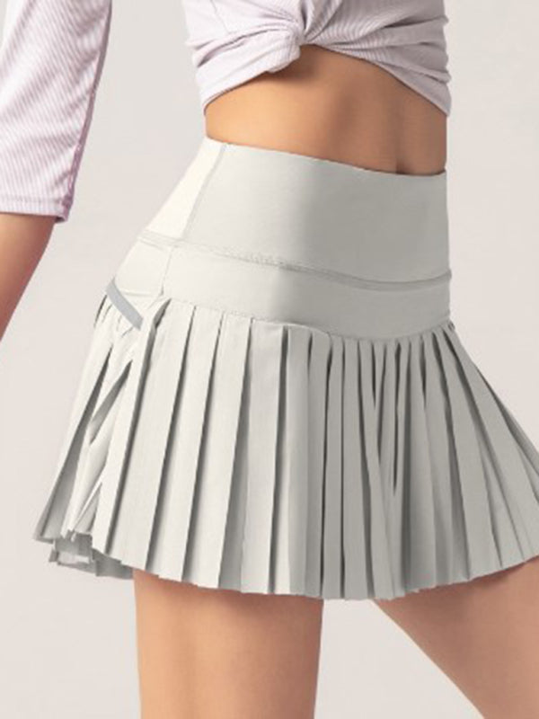Anti-exposure outdoor quick-drying pocket culottes sports shorts tennis pleated skirt