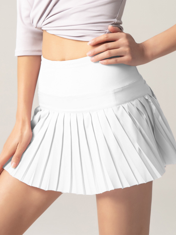 Anti-exposure outdoor quick-drying pocket culottes sports shorts tennis pleated skirt