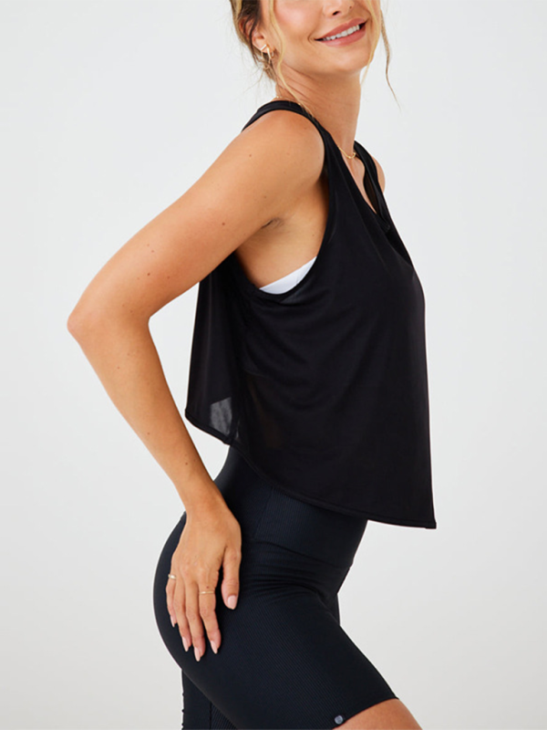 Yoga vest hollow beautiful back sports cover-up fitness casual all-match top