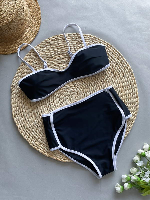 New women's color matching high waist sexy two-piece swimsuit