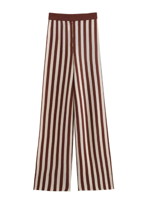 New women's fashion knitted striped sleeveless vest/trousers