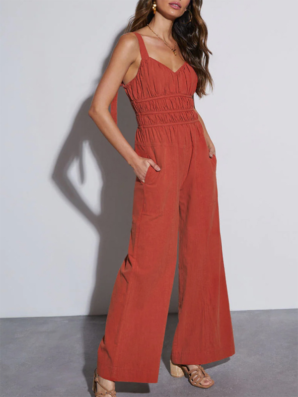 New solid color resort fashion jumpsuit