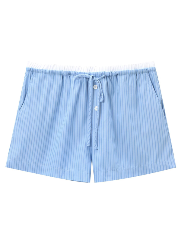 New women's color matching striped casual shorts