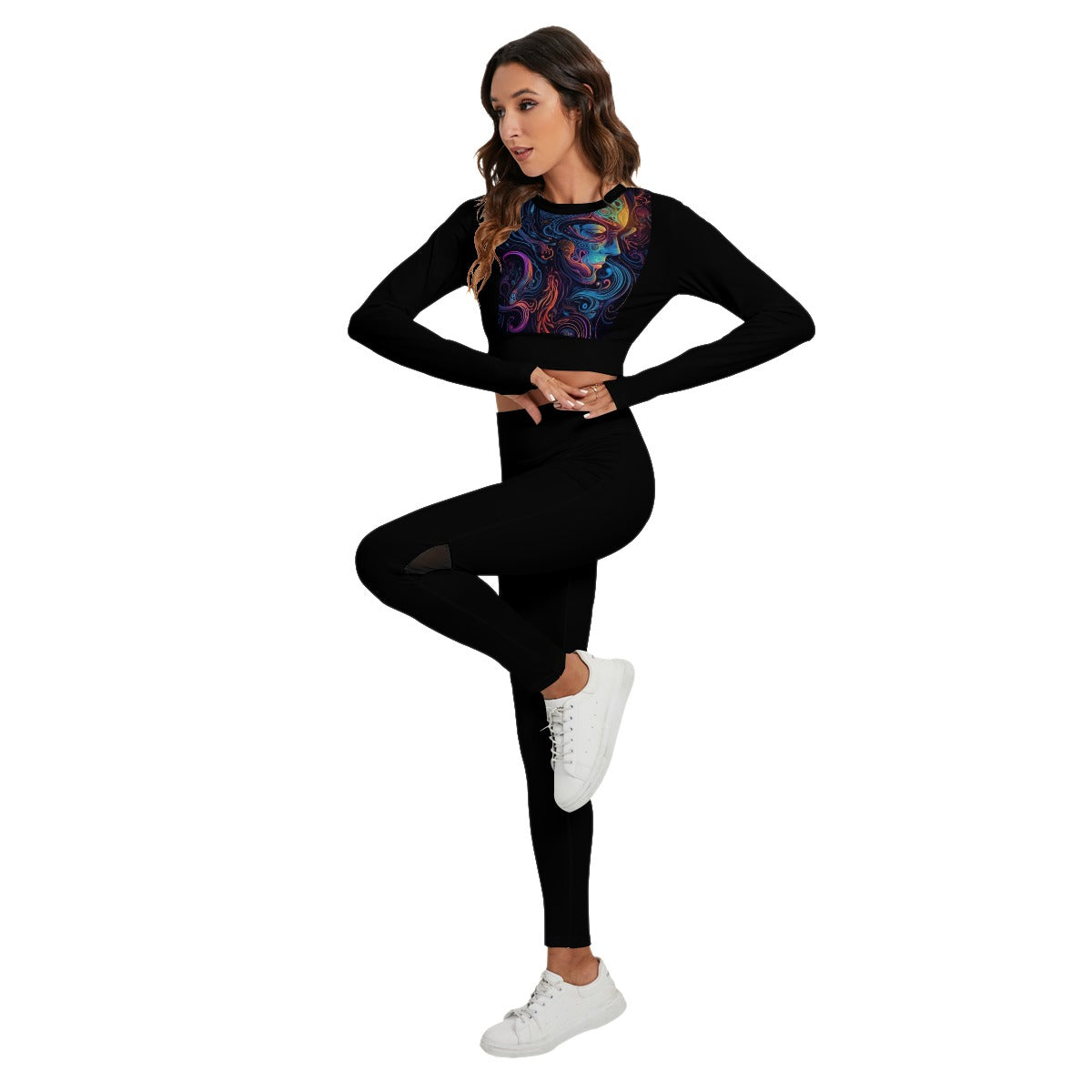 All-Over Print Women's Sport Set With Backless Top And Leggings