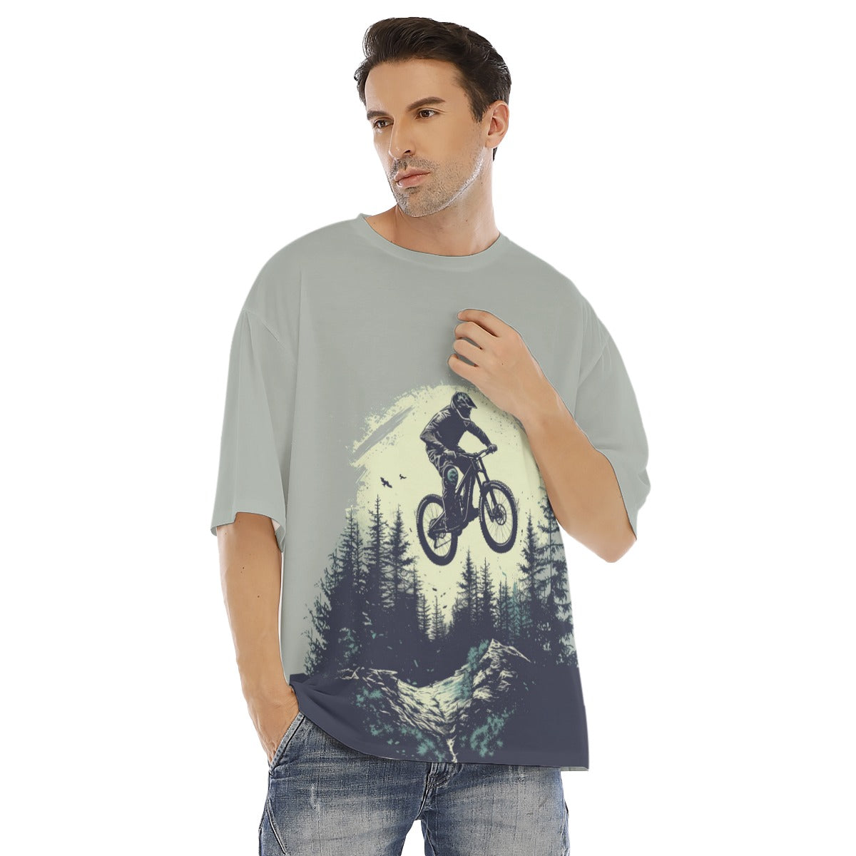 All-Over Print Men's Drop Shoulder T-shirt With Short Sleeve