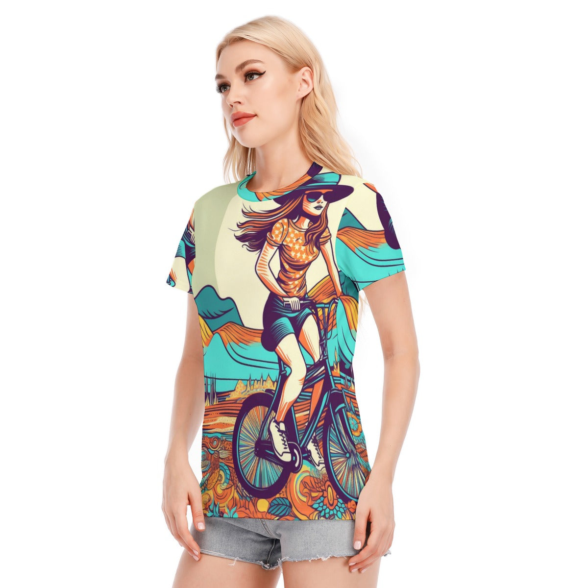 All-Over Print Women's Round Neck T-Shirt | 190GSM Cotton