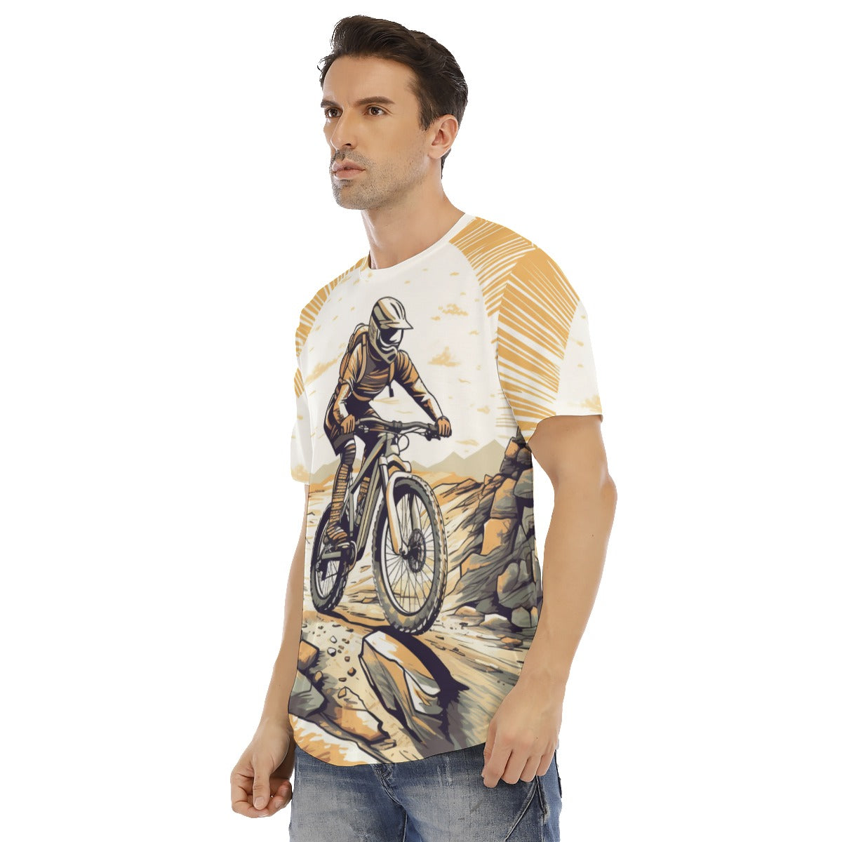 All-Over Print Men's Short Sleeve Rounded Hem T-shirt