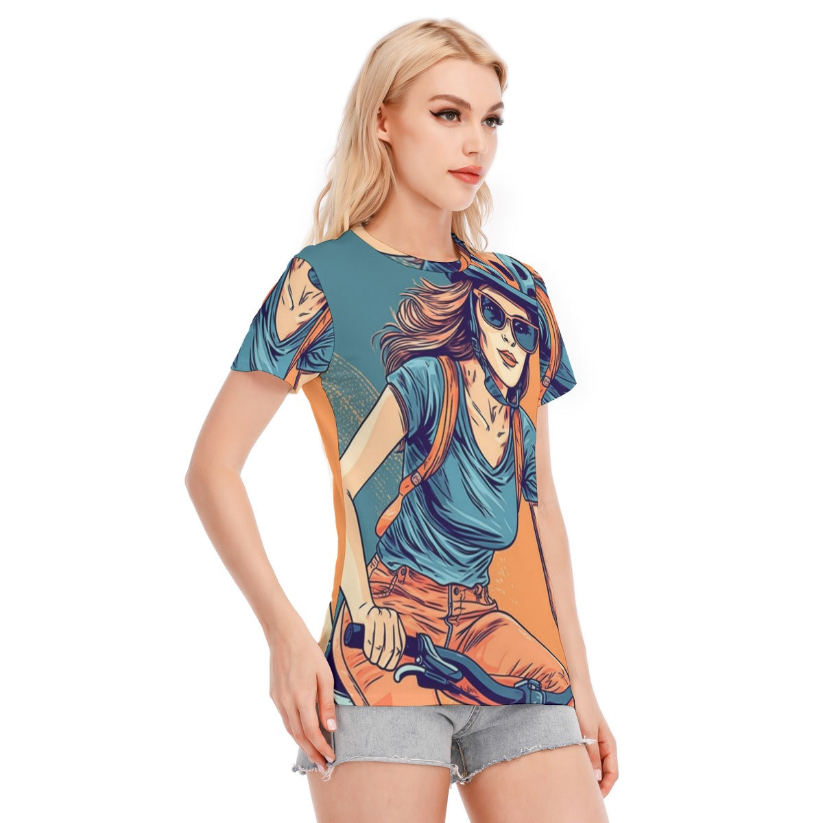 All-Over Print Women's Round Neck T-Shirt | 190GSM Cotton
