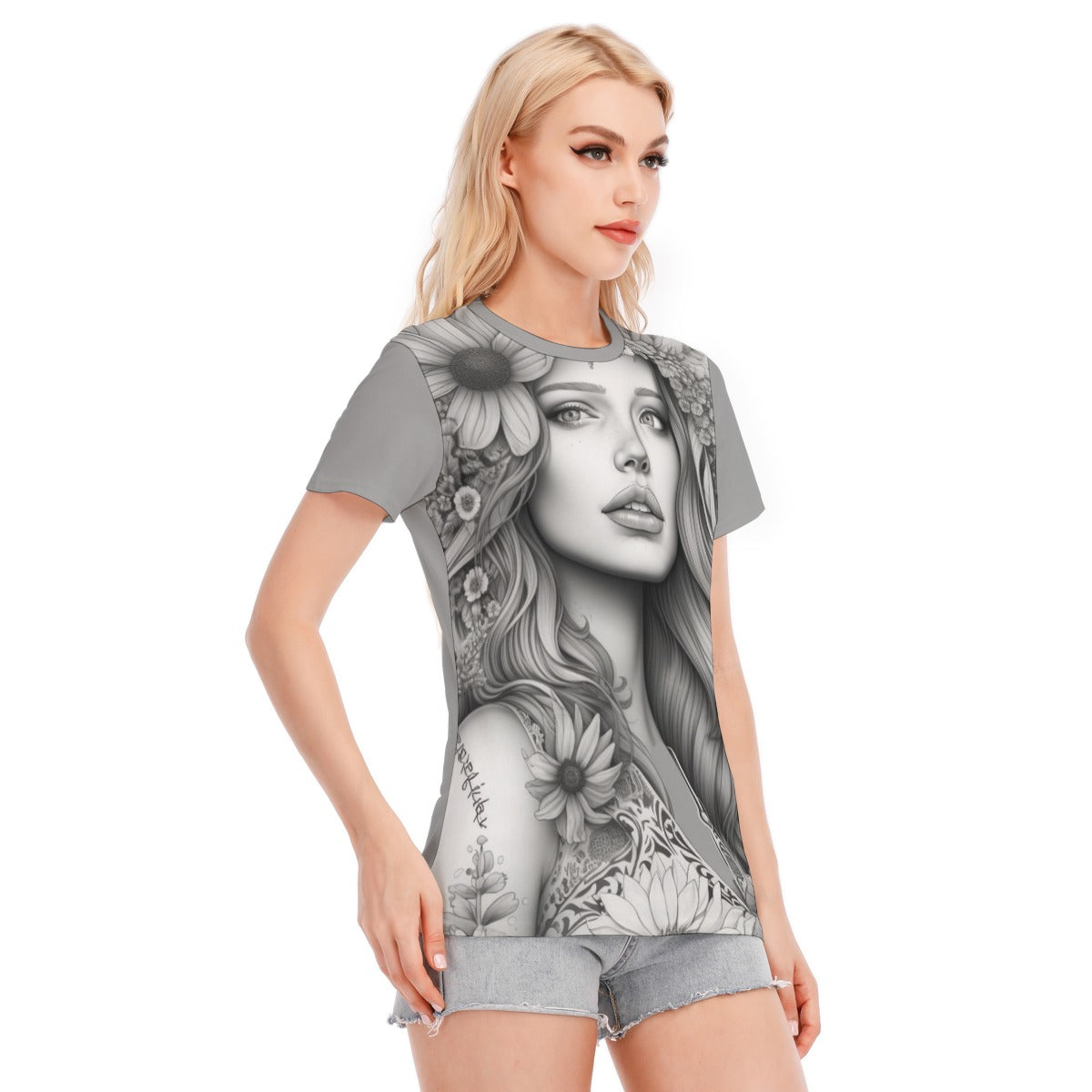 All-Over Print Women's Round Neck T-Shirt | 190GSM Cotton