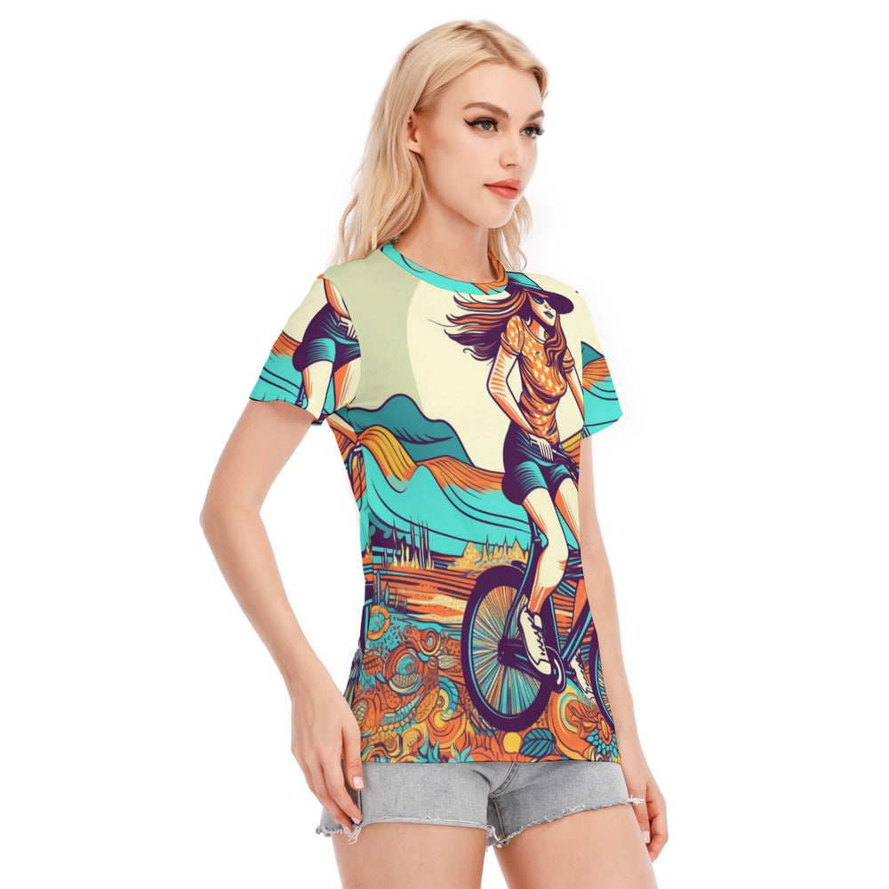 All-Over Print Women's Round Neck T-Shirt | 190GSM Cotton