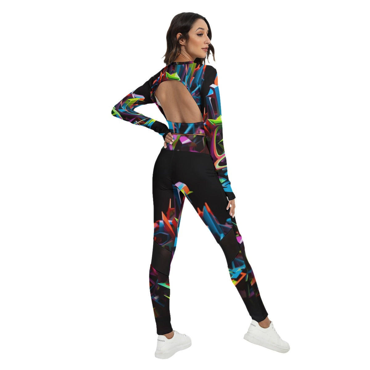 All-Over Print Women's Sport Set With Backless Top And Leggings