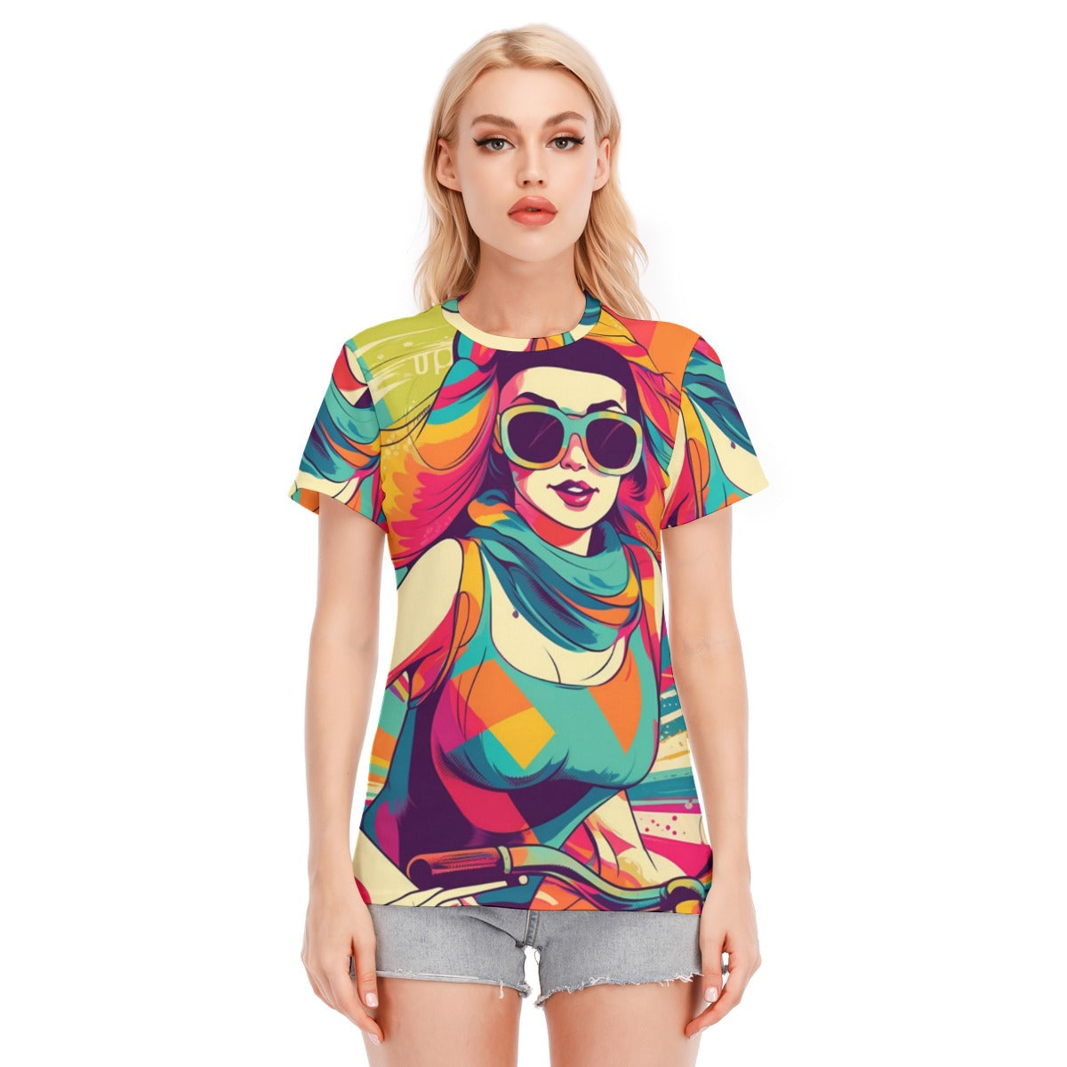 All-Over Print Women's Round Neck T-Shirt | 190GSM Cotton