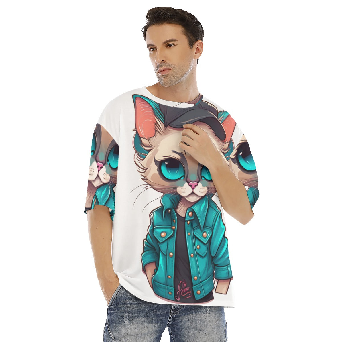 All-Over Print Men's Drop Shoulder T-shirt With Short Sleeve