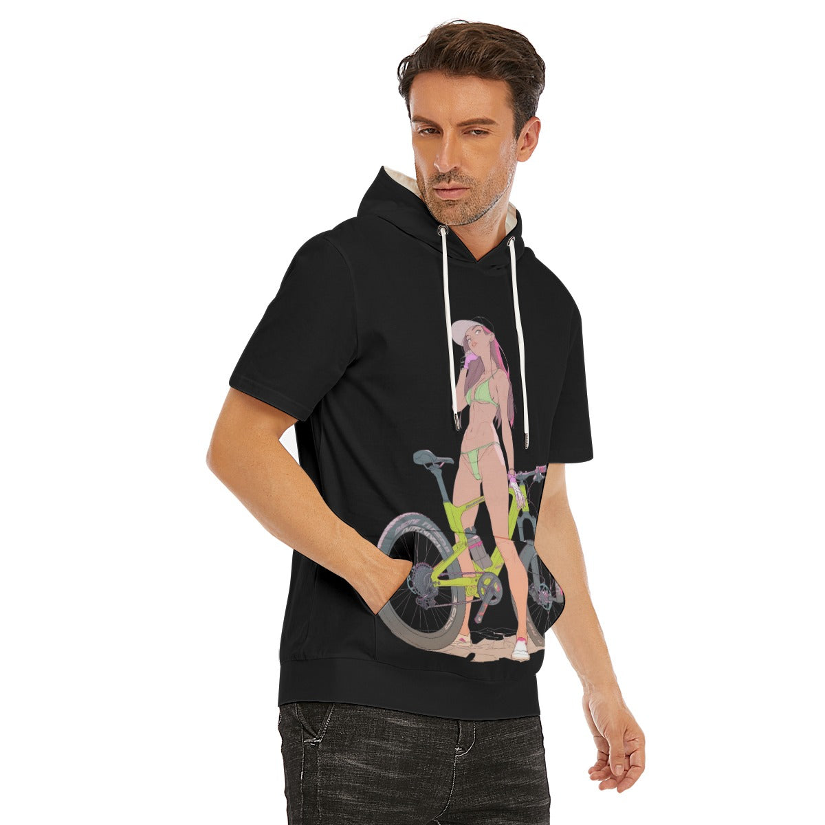 All-Over Print Men's T-Shirt With Hood | 190GSM Cotton