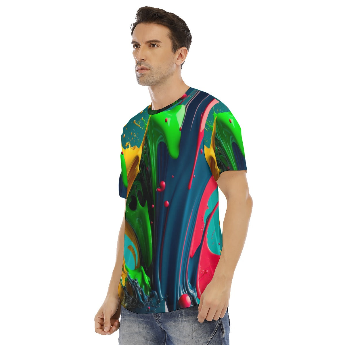 All-Over Print Men's Short Sleeve Rounded Hem T-shirt