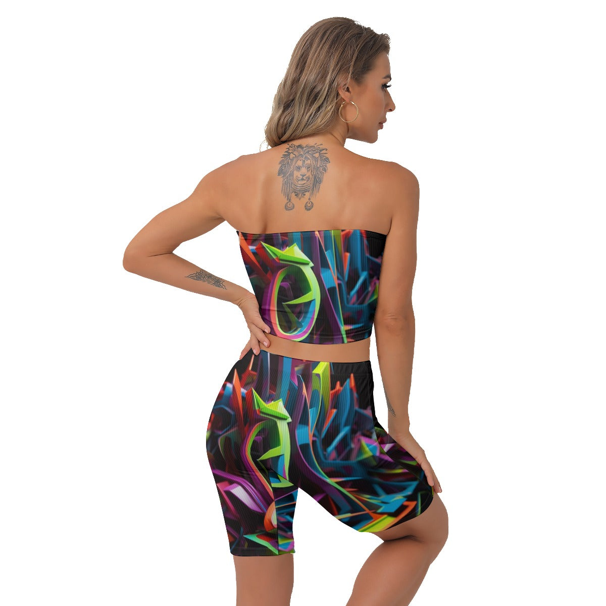 All-Over Print Women's Breast Wrap Shorts Suit