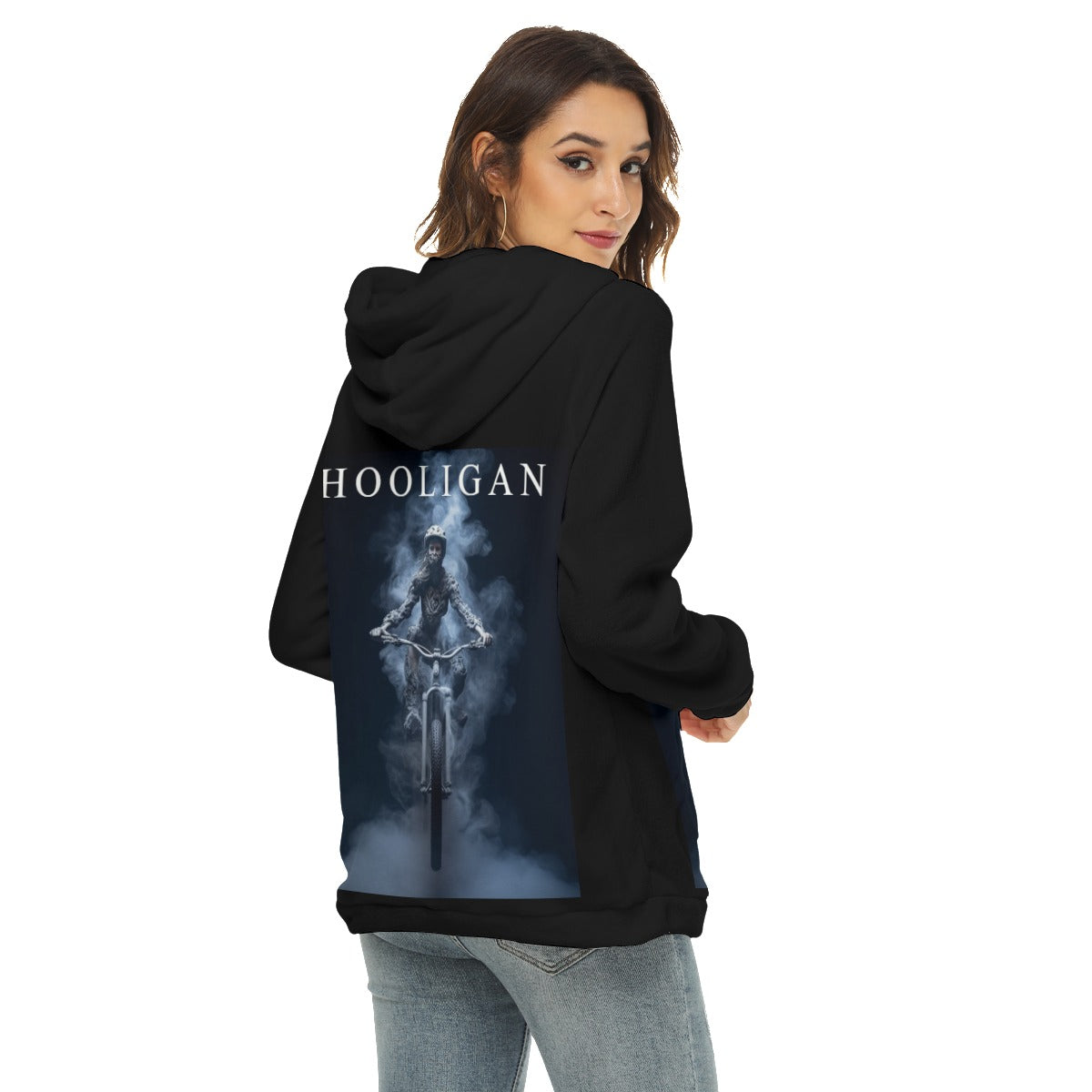 All-Over Print Women's Borg Fleece Hoodie With Half Zip
