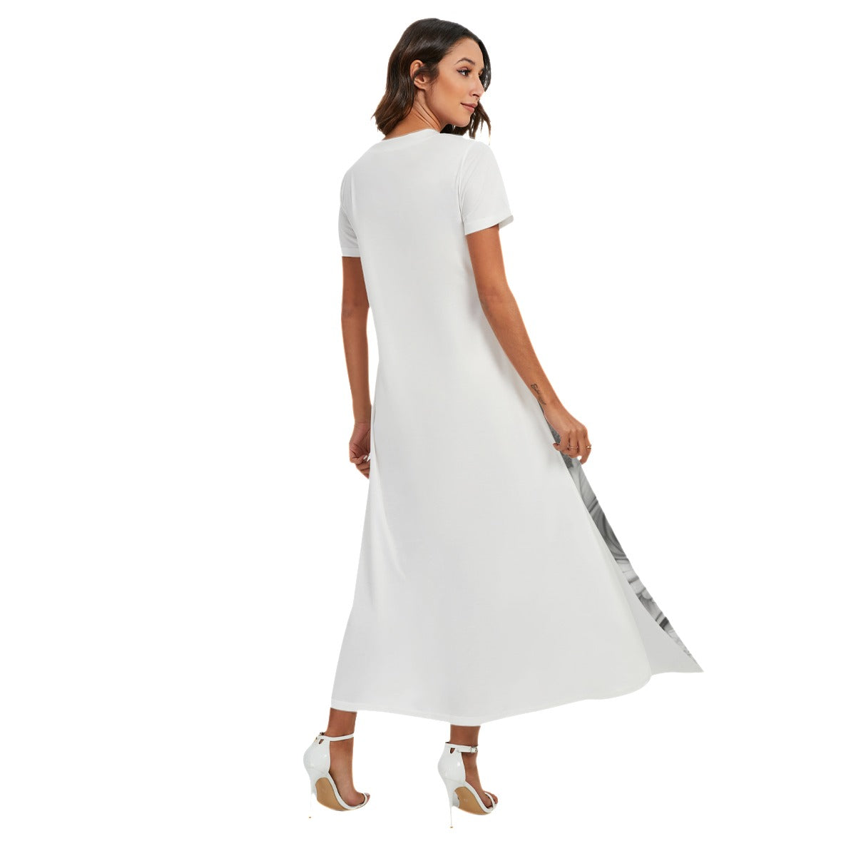 All-Over Print Women's V-neck Dress With Side Slit
